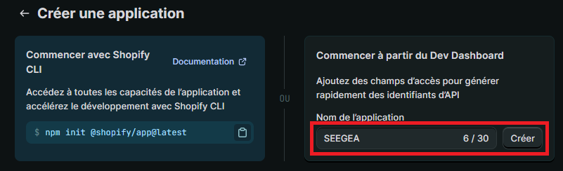 Nommer l'application
